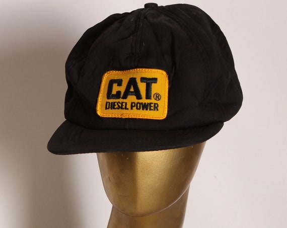 1970s Black and Yellow CAT Diesel Power Baseball Cap -XL