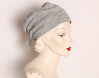 1960s Gray Jersey Knit Elastic Back Mod Hat