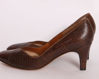 1940s Lizard Reptile Leather High Heels by Norene -Size 6 1/2AAAA