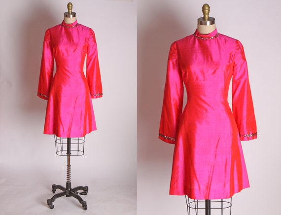1960s Hot Pink Shimmery Sharkskin Sequin Go Go Min
