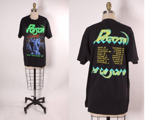 1980s 1988 Black Short Sleeve Single Stitch Poison Live Concert