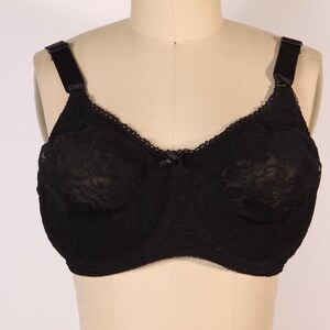 1980s Sheer Black Floral Lace Bow Detail Bra by Bali-40D