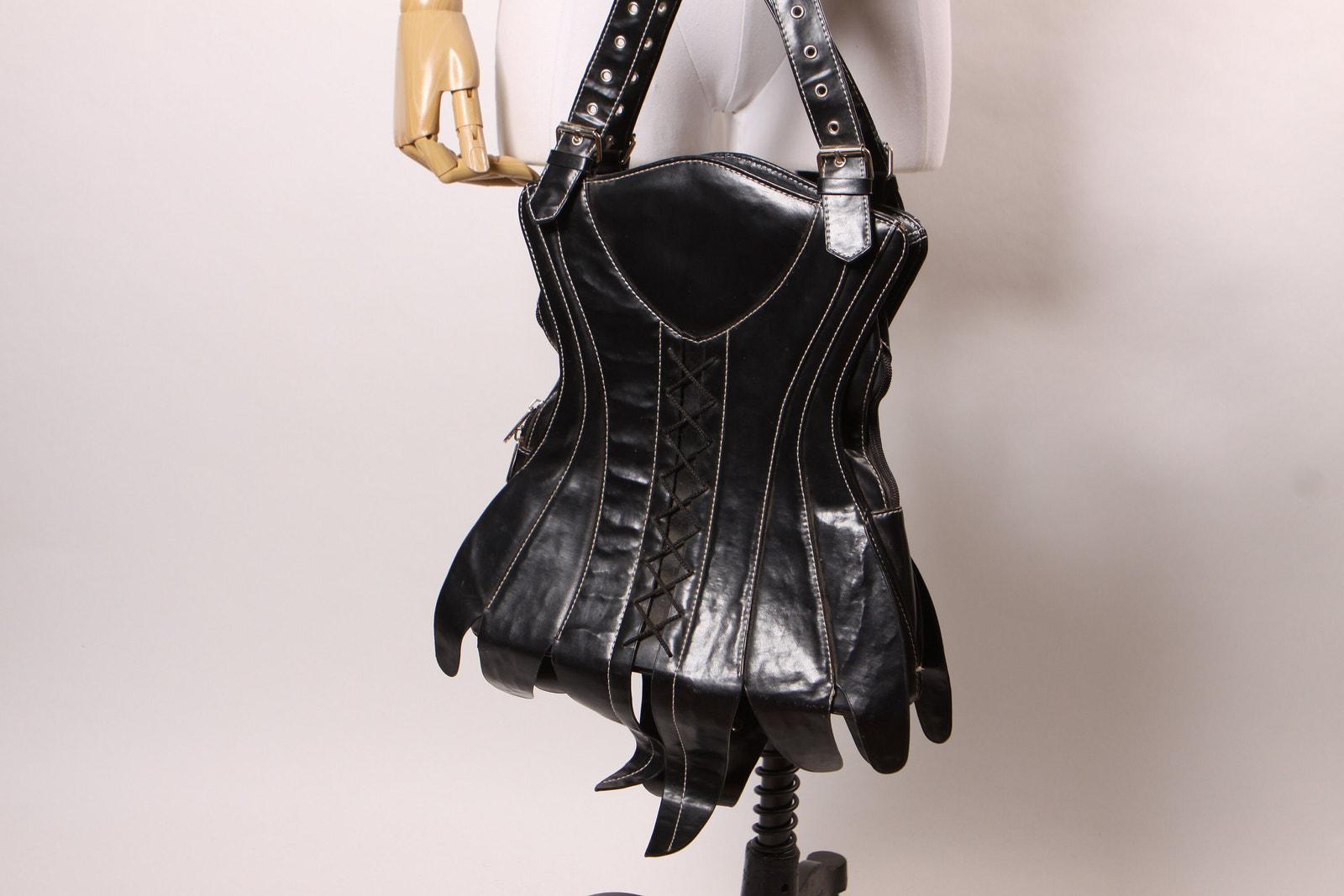 00s【archive】 Y2K Black leather waist bag JIAERDI Y2k Grunge Sier Handbag Women Vintage Pockets From