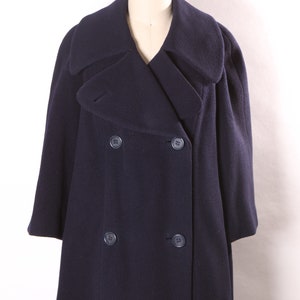 1960s Navy Blue Long Sleeve Button Up Pea Coat by Traina-Norell XL image 2