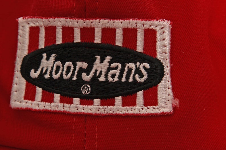 1970s Red and White MoorMans Mesh Snap Back Trucker Hat Ball Cap image 4