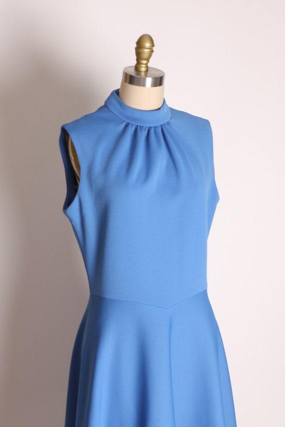 Late 1960s Early 1970s Blue Sleeveless Full Lengt… - image 4