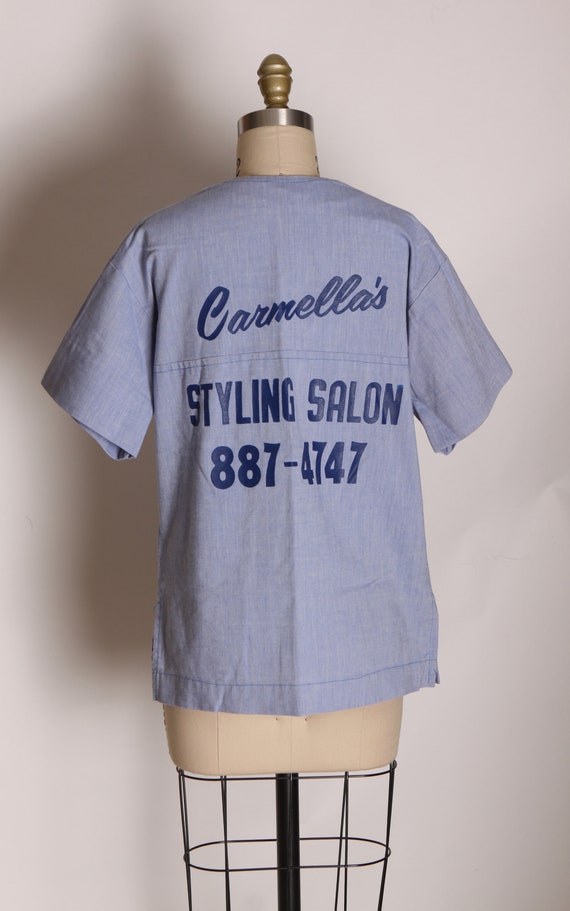 1970s Chambray Denim Look Short Sleeve Pullover C… - image 7