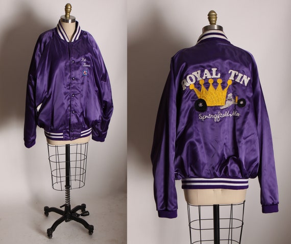 1980s Purple and White Vintage Antique Car Club Members Only Royal Tin Springfield MO Jacket by Aristo Jac -XL