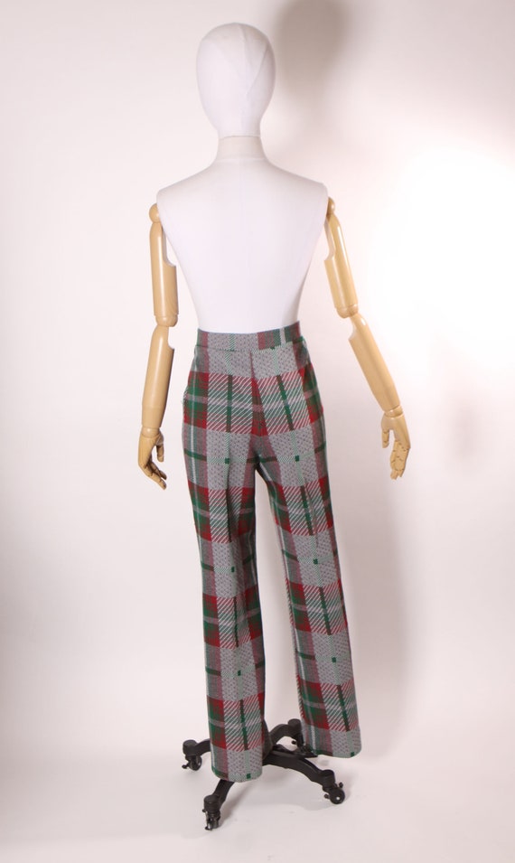 1970s Gray, Green and Red Plaid Long Sleeve Blaze… - image 7