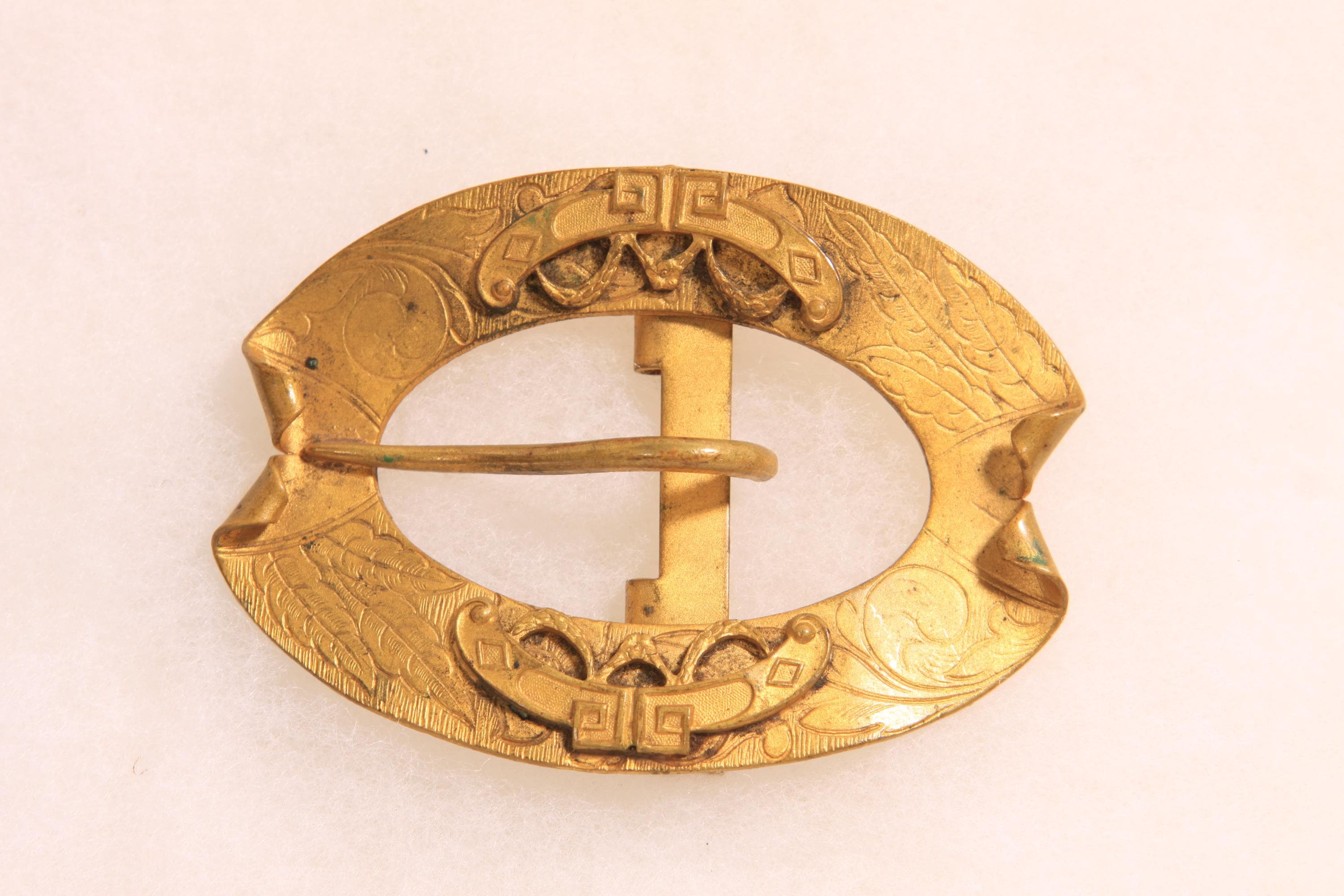 Victorian Scrollwork Buckle Gold‎ Tone Burnished Antique Accent Romantic Style Antique Victorian Buckle Ring 10k Yellow Gold – Filigree  main image 2