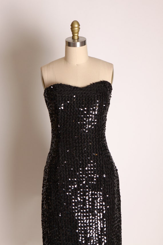 Late 1970s Early 1980s Black Sequin Strapless For… - image 3