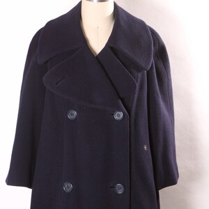 1960s Navy Blue Long Sleeve Button Up Pea Coat by Traina-Norell XL image 3