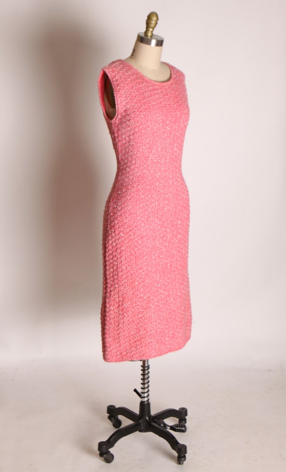 Early 1960s Bright Pink Silver Lurex Sleeveless K… - image 4