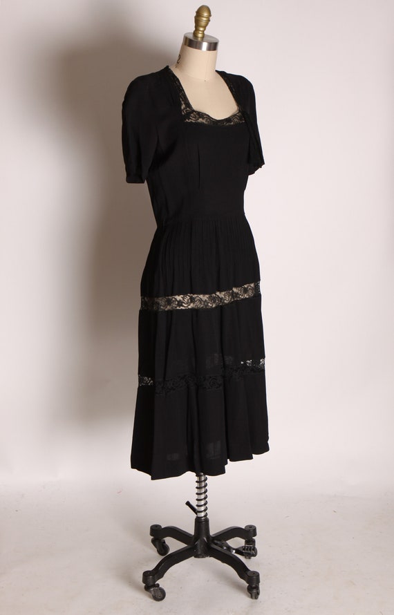 Late 1930s Early 1940s Black Sheer Lace Panel Sho… - image 5