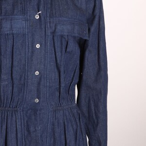 1980s Blue Denim Button Up Fit and Flare Long Sleeve Dress by Andrew Harvey L image 3