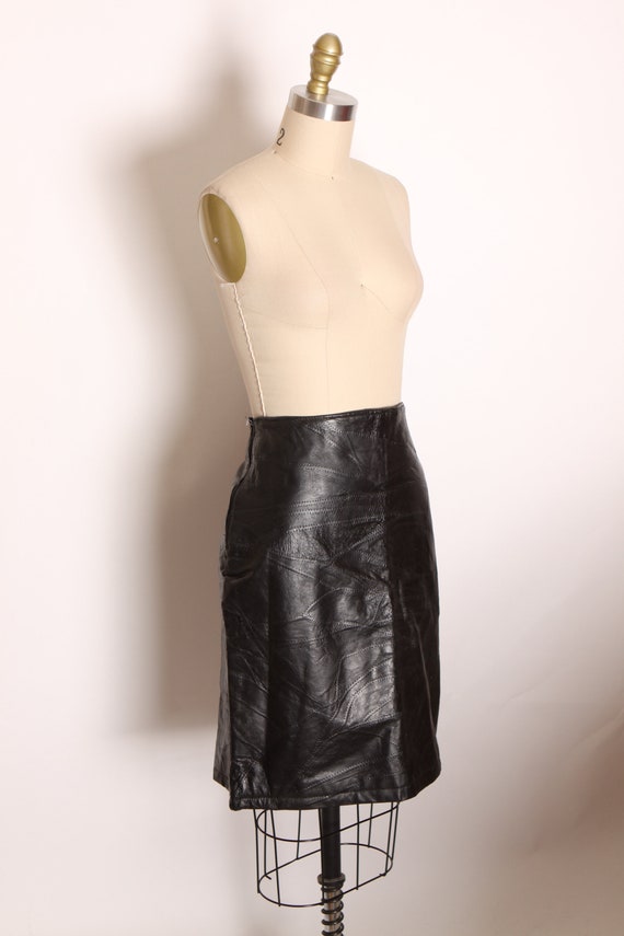 Deadstock 1980s Black Leather Stitched Patchwork … - image 5
