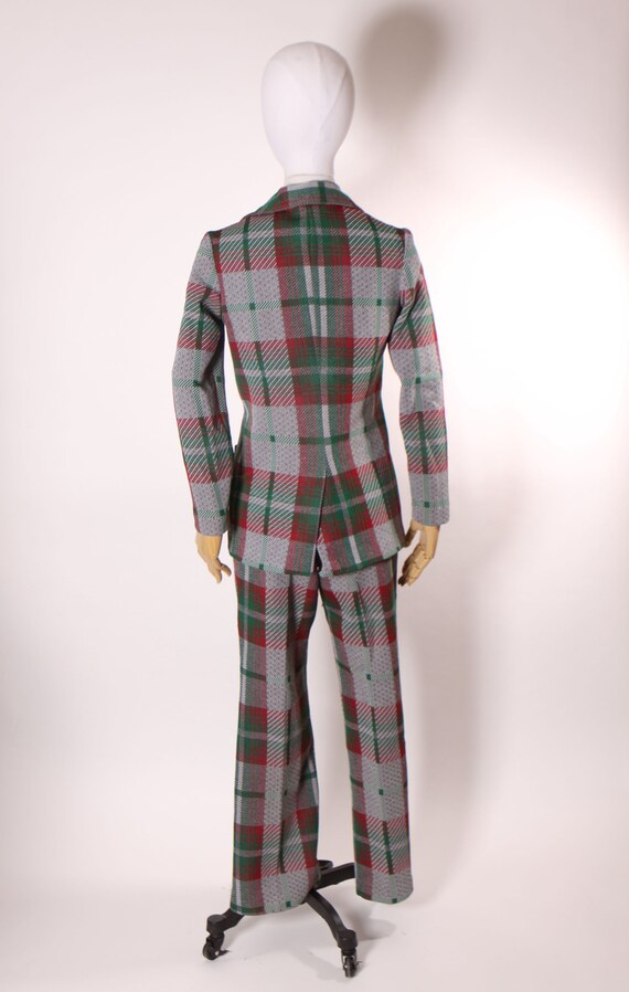 1970s Gray, Green and Red Plaid Long Sleeve Blaze… - image 6