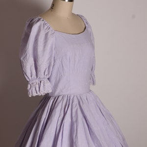 Late 1960s Early 1970s Purple Floral Embroidery Short Sleeve Western Square Dance Dress S image 7