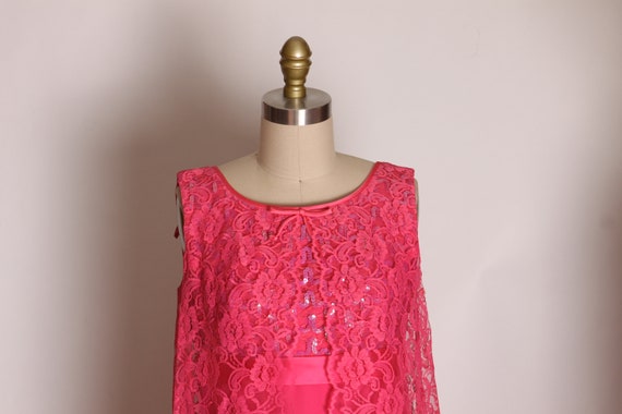1960s Pink Sleeveless Sequin Bodice Lace Open Fro… - image 4