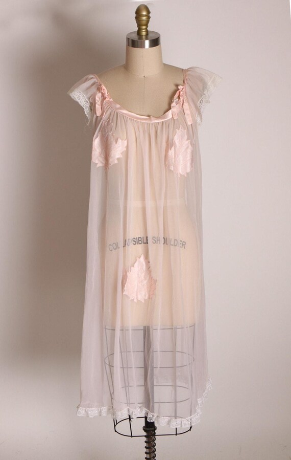 1950s Pink Sheer Babydoll Nightgown – Fig Leaf Ap… - image 3