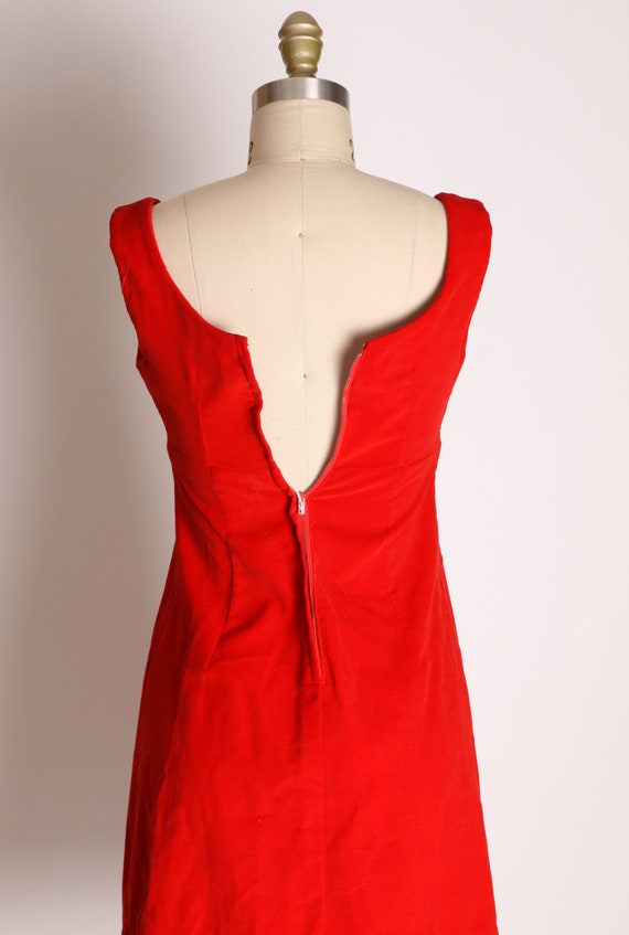 Early 1960s Red Velvet Sleeveless Mini Dress -XXS - image 8