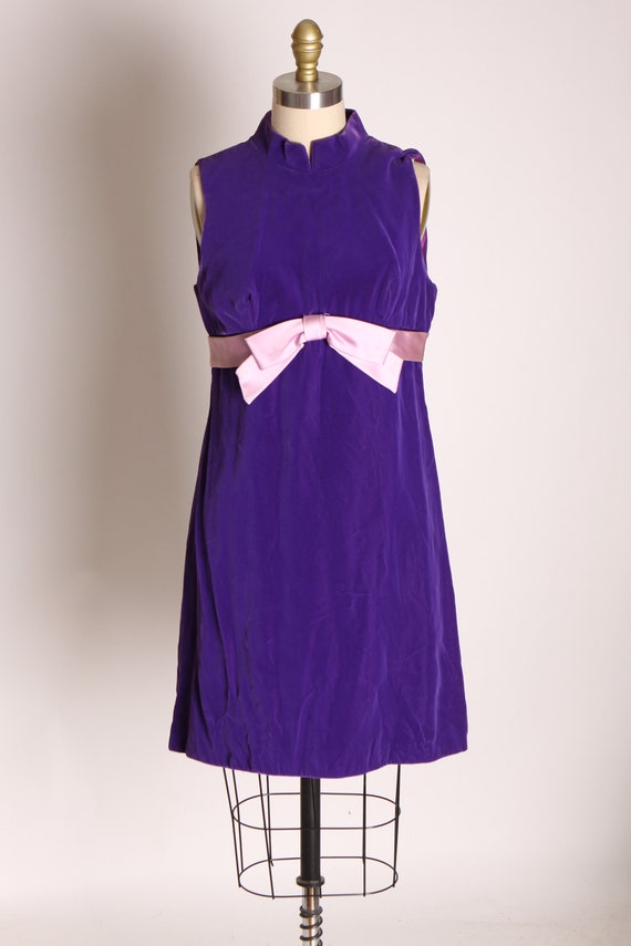 1960s Deep Purple Sleeveless Empire Waist Light P… - image 2