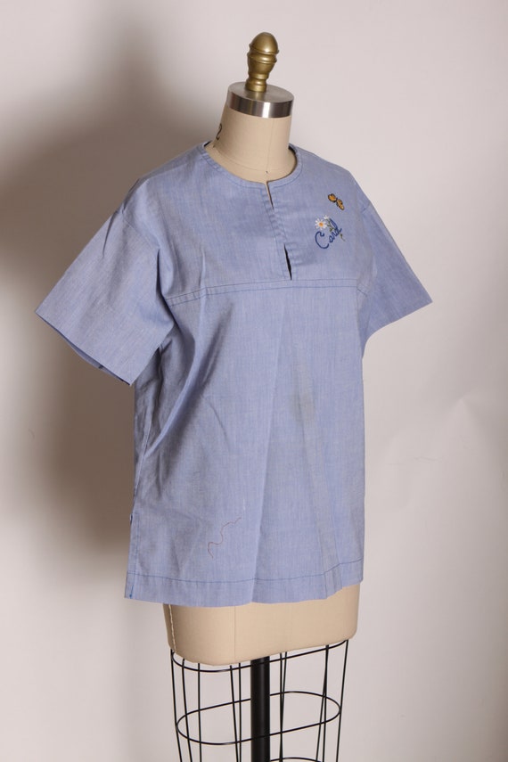 1970s Chambray Denim Look Short Sleeve Pullover C… - image 5