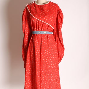 1970s Red, White and Blue Long Sleeve Floral Tent Dress image 4