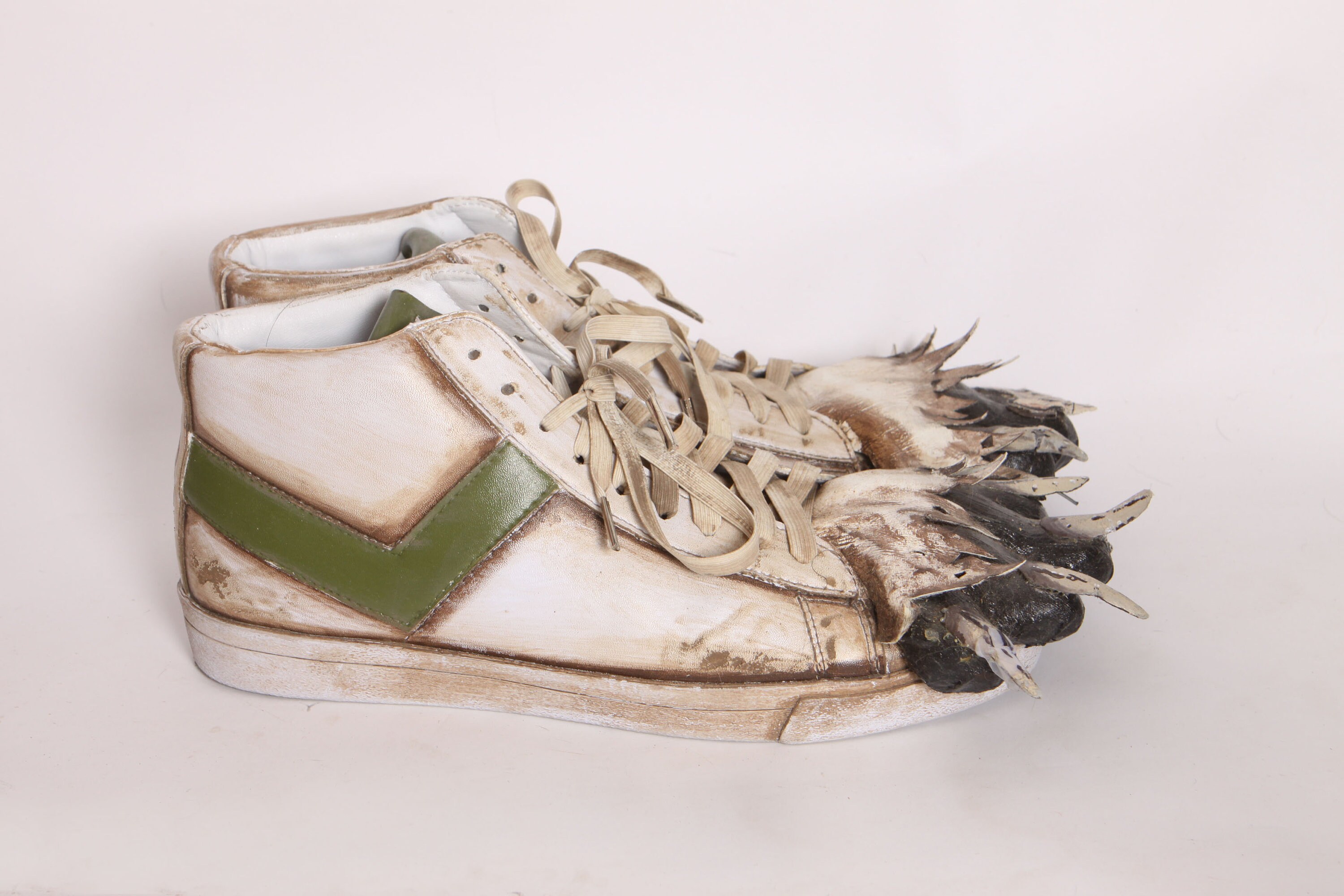 1980s White and Green Custom Teenage Werewolf Wolf Feet Athletic ...