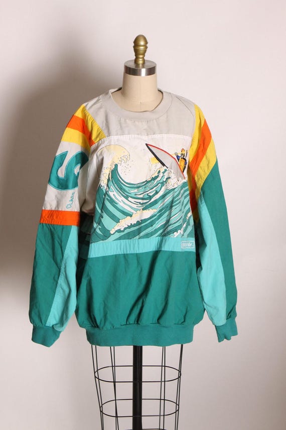 Vintage 1980s Adidas Wave Sweatshirt, Novelty Pullover (XL) - Etsy