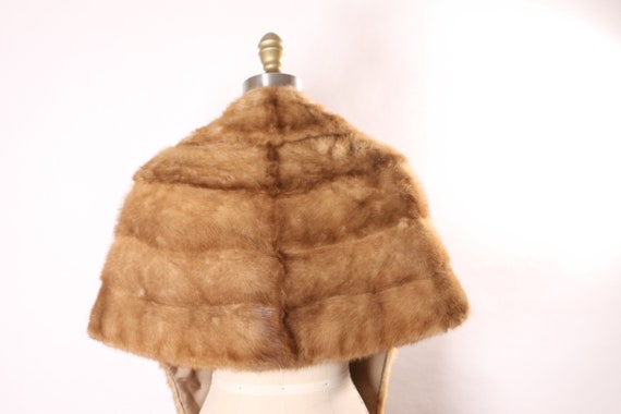 1950s Honey Tan Brown Mink Fur Shawl Shoulder Wrap - image 8