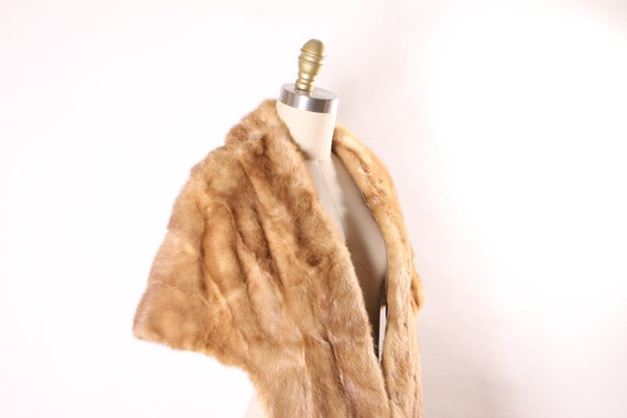 1950s Honey Tan Brown Mink Fur Shawl Shoulder Wrap - image 6