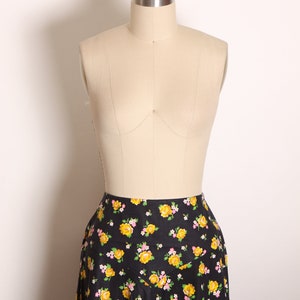 1970s Black, Yellow, Green and Pink Floral Full Length Prairie Cottagecore Skirt by Lanz Original M image 2