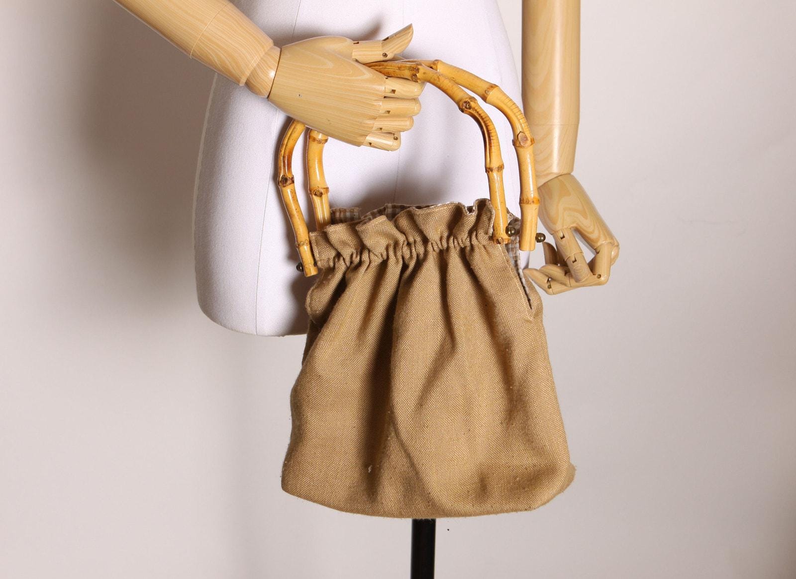 Bamboo handle drape bag／orange camel GUCCI Boarded Dyana Lux Calfskin Web Mini Bamboo 1947 Top