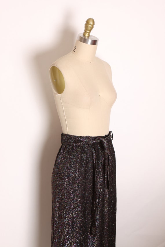 1960s 1970s Black and Rainbow Metallic Lurex Ankl… - image 4