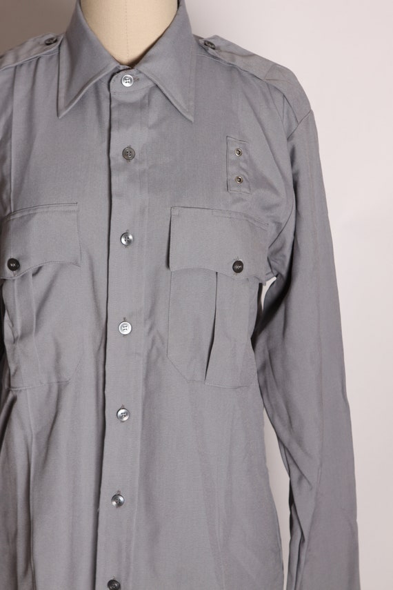 Deadstock 1970s Gray Long Sleeve Button Down Unif… - image 4