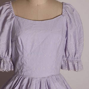 Late 1960s Early 1970s Purple Floral Embroidery Short Sleeve Western Square Dance Dress S image 5