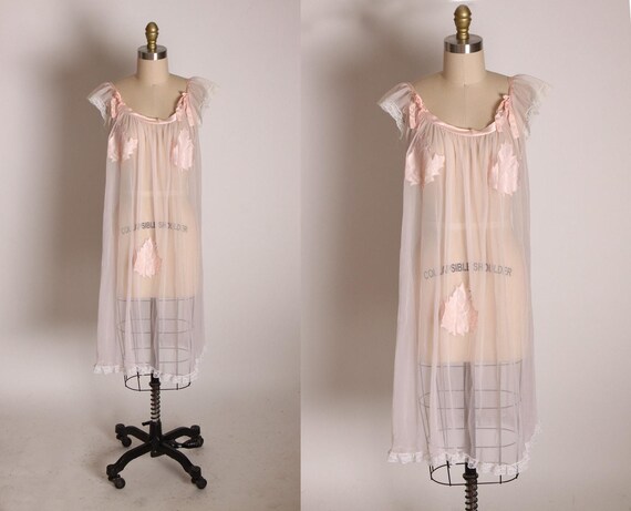 1950s Pink Sheer Babydoll Nightgown – Fig Leaf Ap… - image 2