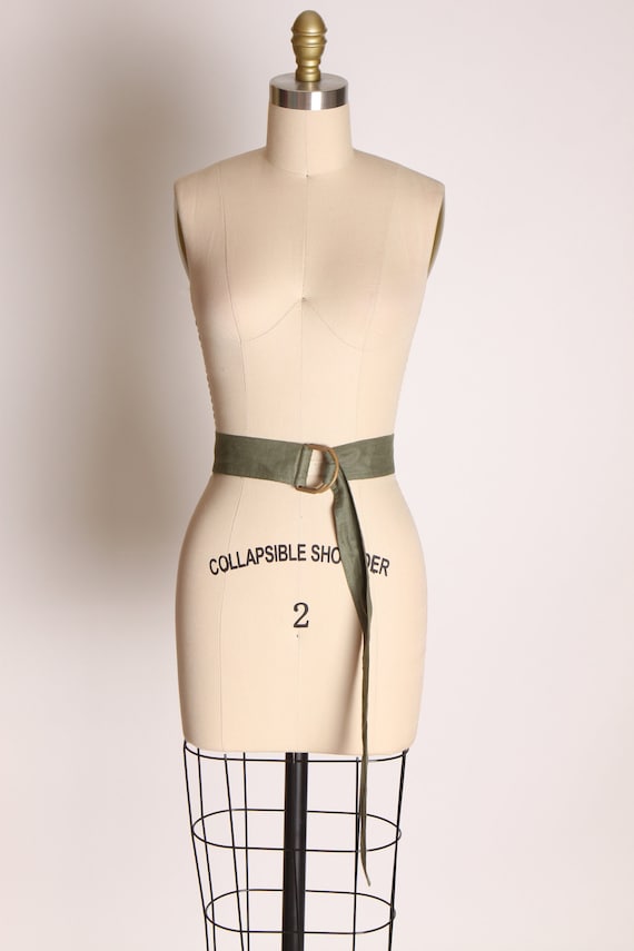 1970s Dark Army Green Fabric Adjustable Belt