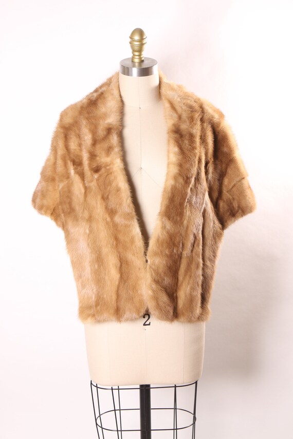 1950s Honey Tan Brown Mink Fur Shawl Shoulder Wrap - image 2