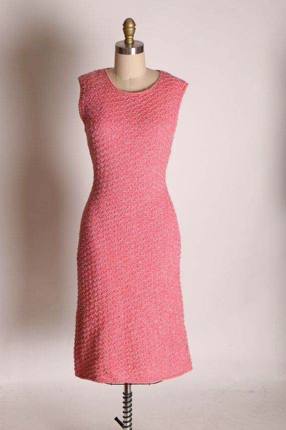 Early 1960s Bright Pink Silver Lurex Sleeveless K… - image 3