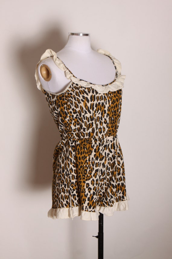 1950s Brown, Cream and Black Tiki Jungle Leopard … - image 5