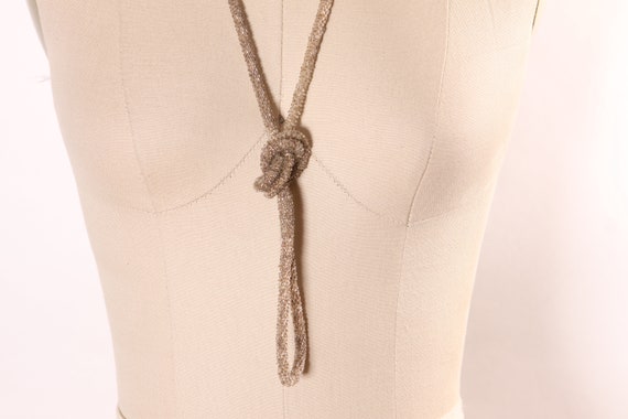 1920s Beige Gray Glass Beaded Flapper Necklace