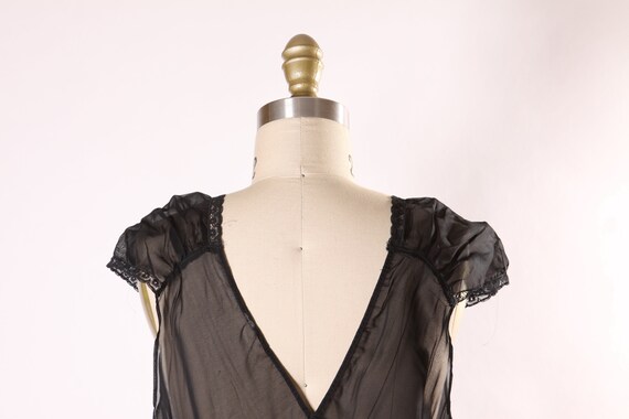 1930s Sheer Black Bias Cut Short Sleeve Ankle Len… - image 10