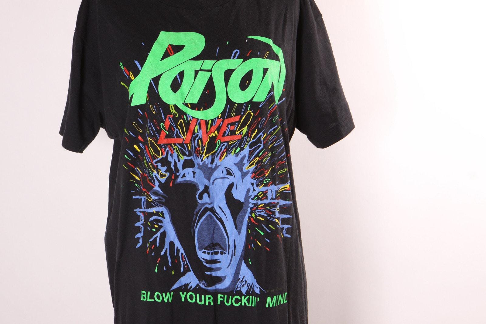 1980s 1988 Black Short Sleeve Single Stitch Poison Live Concert