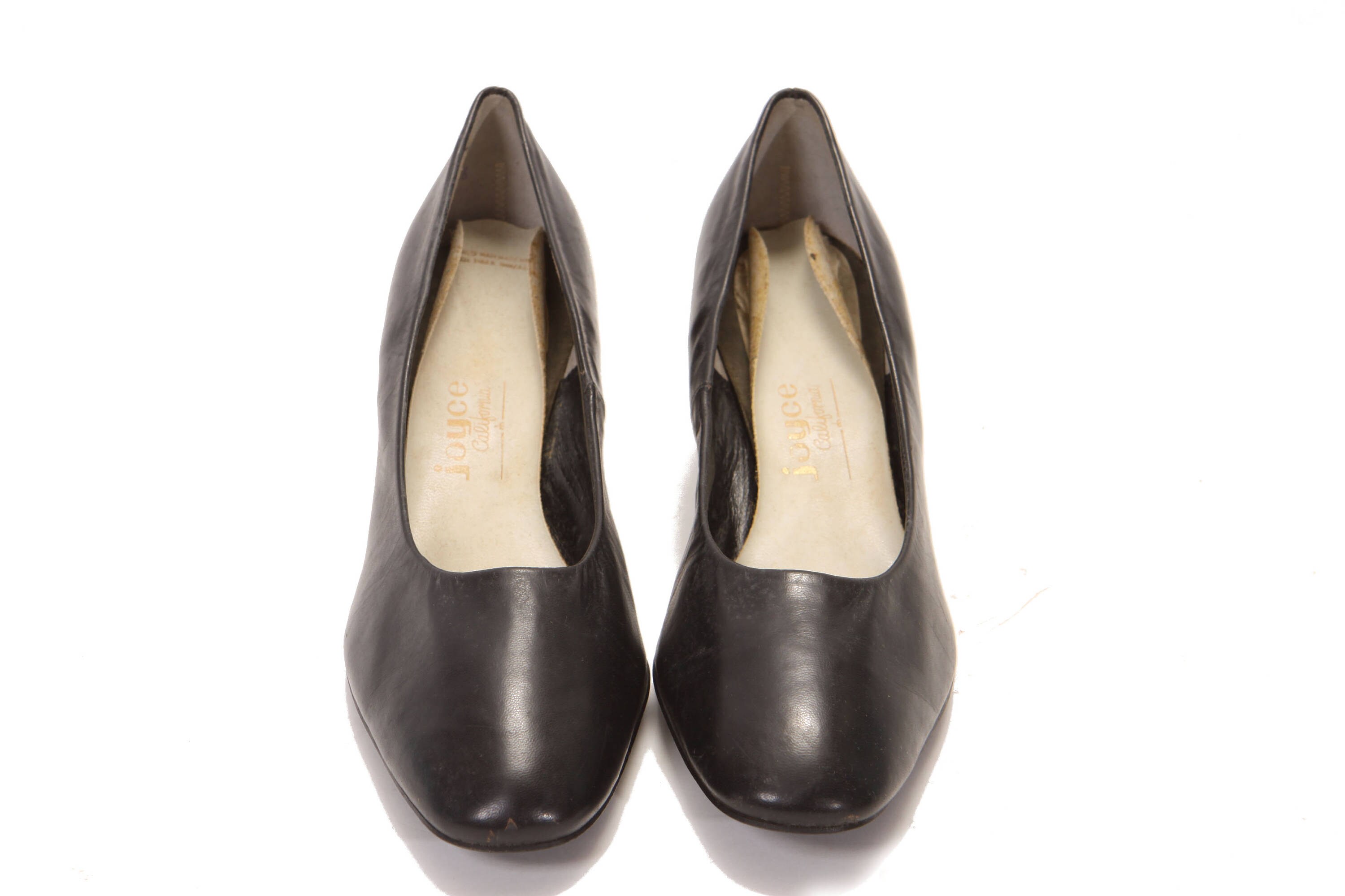 Deadstock 1960s Black Leather High Heel Pumps by Joyce -Size 10B