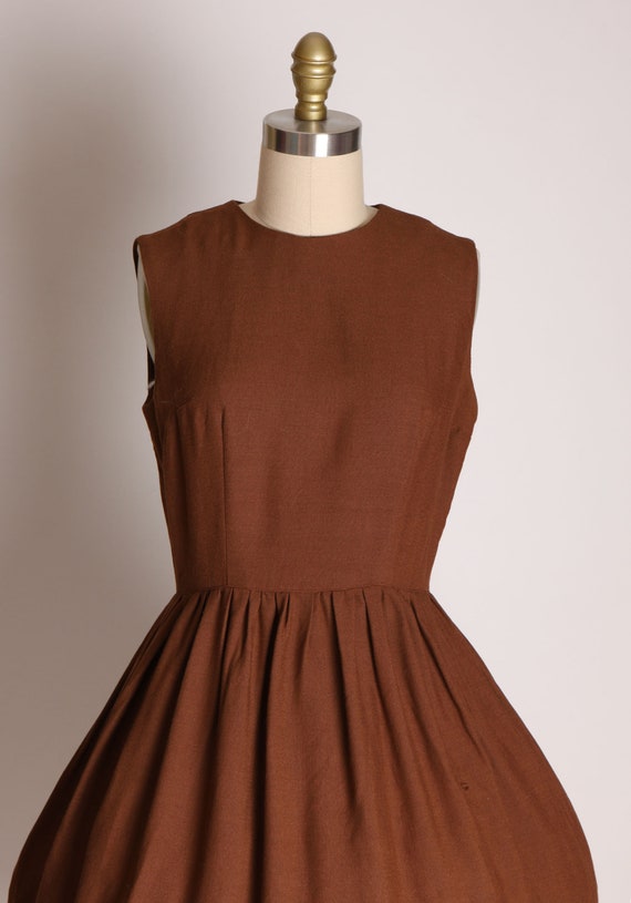 Late 1950s Early 1960s Chocolate Brown White Eyel… - image 3