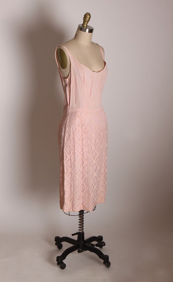 1960s Blush Pink See Through Diamond Shape Lace Slip … - Gem