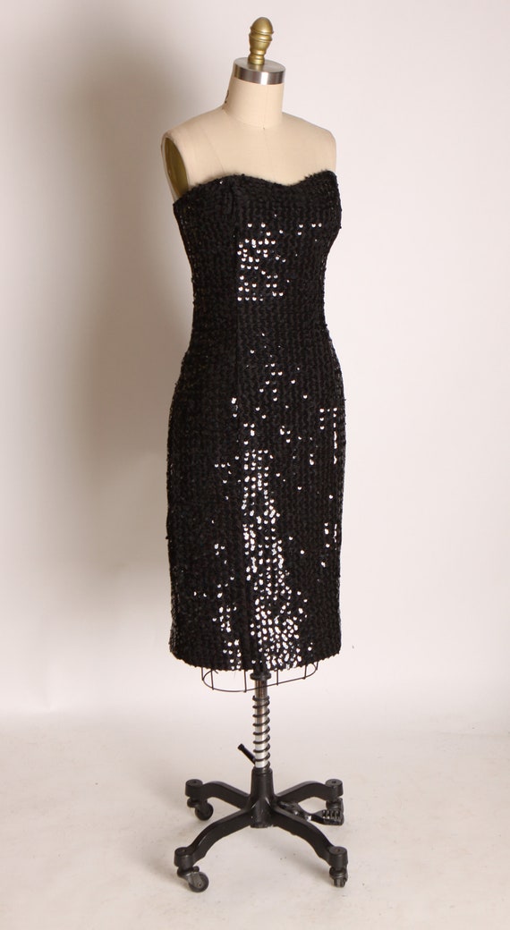 Late 1970s Early 1980s Black Sequin Strapless For… - image 5