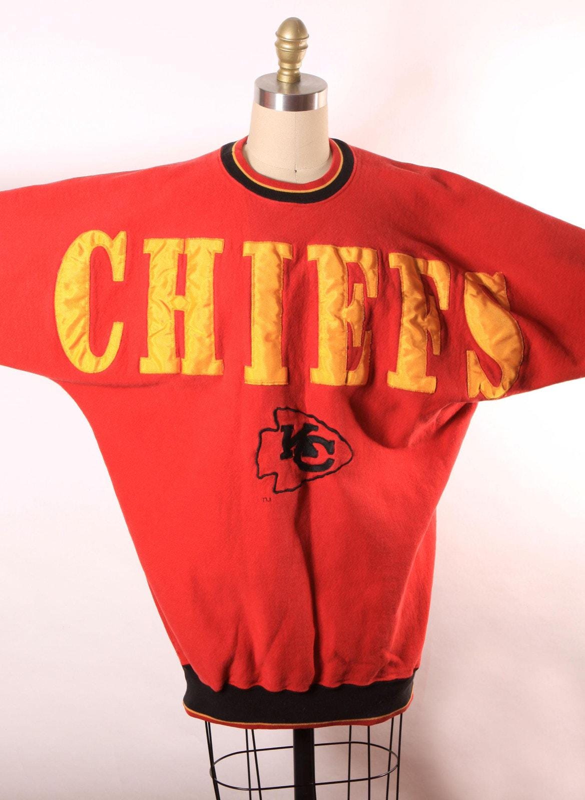 1990s Red, Black and Yellow Kansas City Chiefs Pullover Unisex